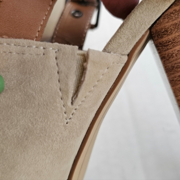 Dolce Vita taupe slingback mules size 8 suede peep toe 4 inch stacked heel - Picture 6 of 15